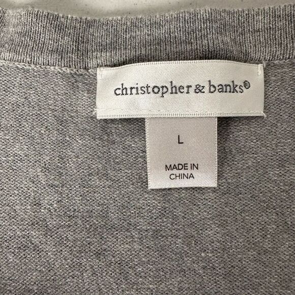 Christopher & Banks Gray V-Neck Cardigan size Large - Picture 6 of 7